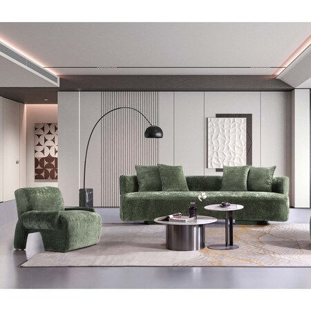 Manhattan Comfort 2-Piece Verandah 112 in. XL Sofa and Accent Chair in Olive Green 2-SFAC1669-OG
